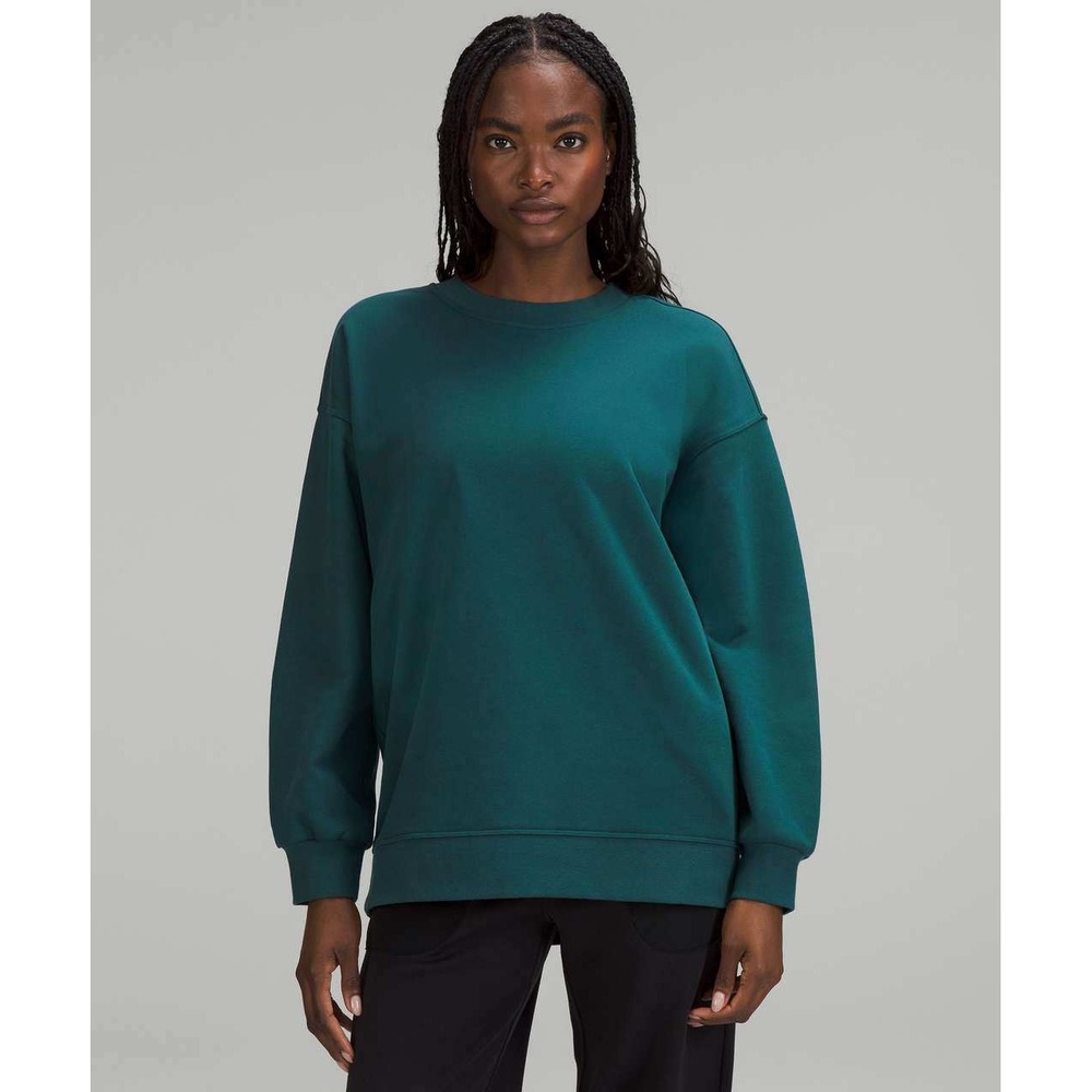 Lululemon Women's Perfectly Oversized Crew Sweatshirt Storm Teal Cotton Pullover